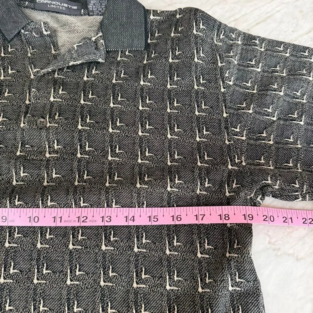 Carnoustie Limited vintage 100% mercerized cotton polo shirt geometric pattern S
